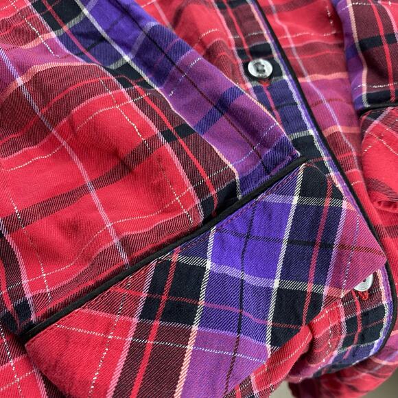 VICTORIA'S SECRET Boyfriend Plaid Sleepshirt Sz Small Metallic Detail - Picture 6 of 8
